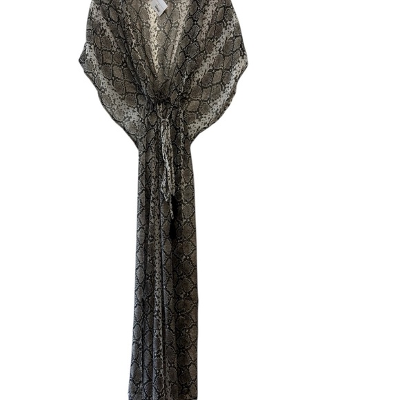 Anthropologie Elizabeth Gillett Elegant Snake Print Kimono Sheer Tie waist OS - Picture 2 of 8